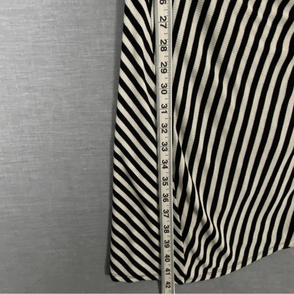 Torrid Tea Length Dress Black and White Striped with Side Ruching - Picture 10 of 10